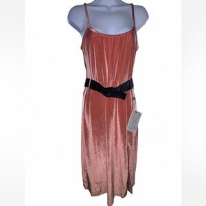 REVOLVE - SOLID & STRIPED antique rose velvet tank midi dress